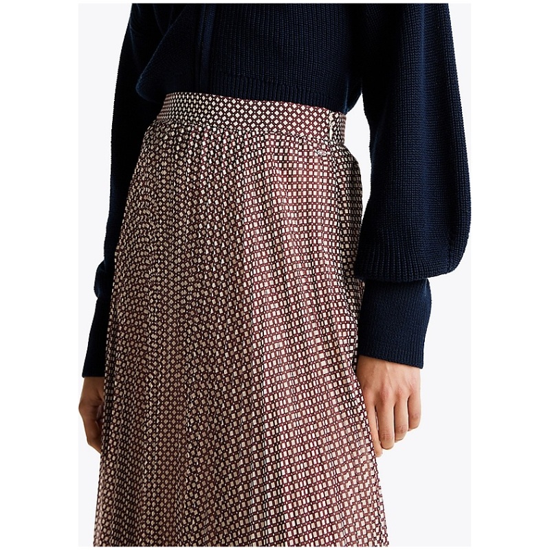 TOMMY HILFIGER Ruffle sunray pleated long skirt